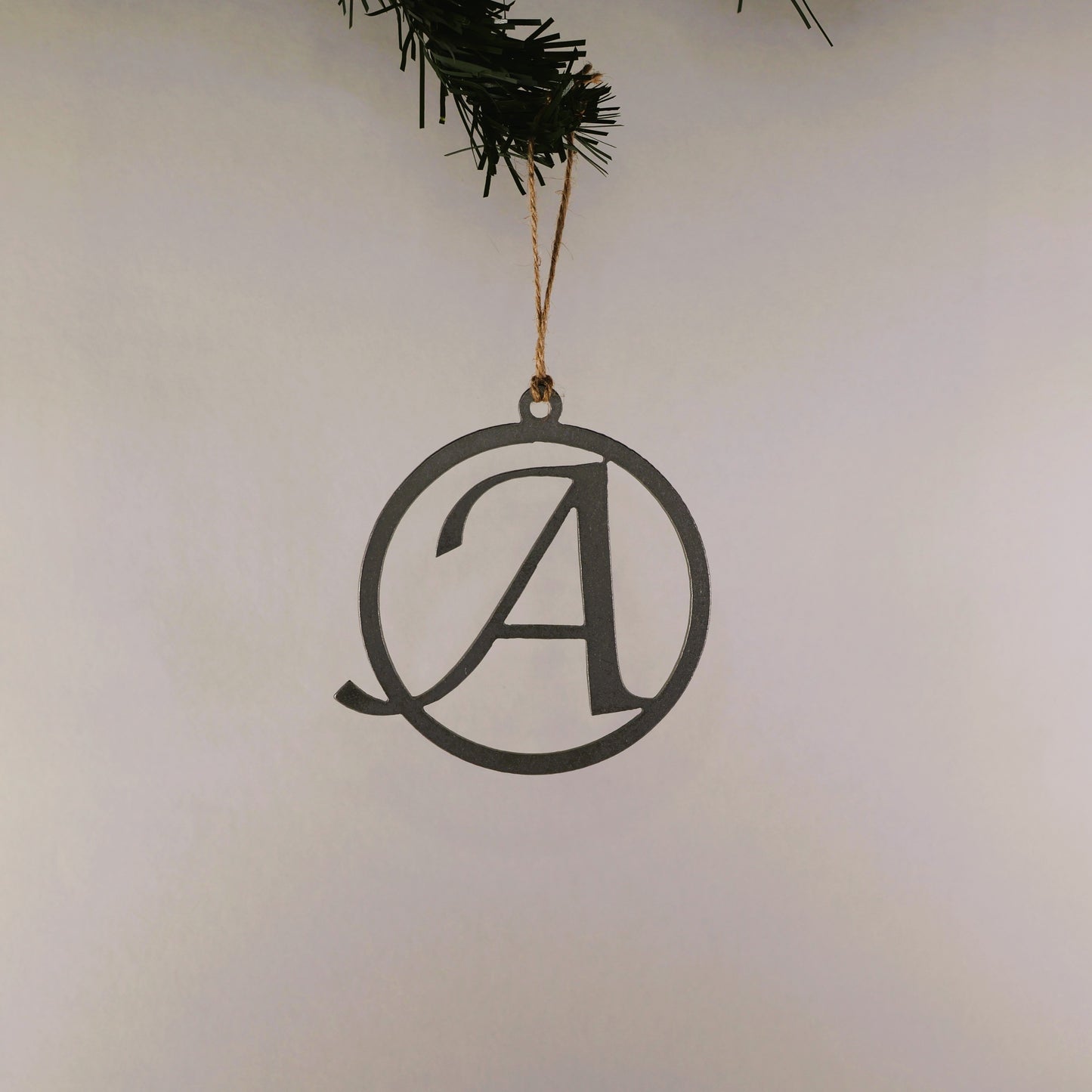 A-Z Monogram Steel Christmas Tree Ornament/Present Topper