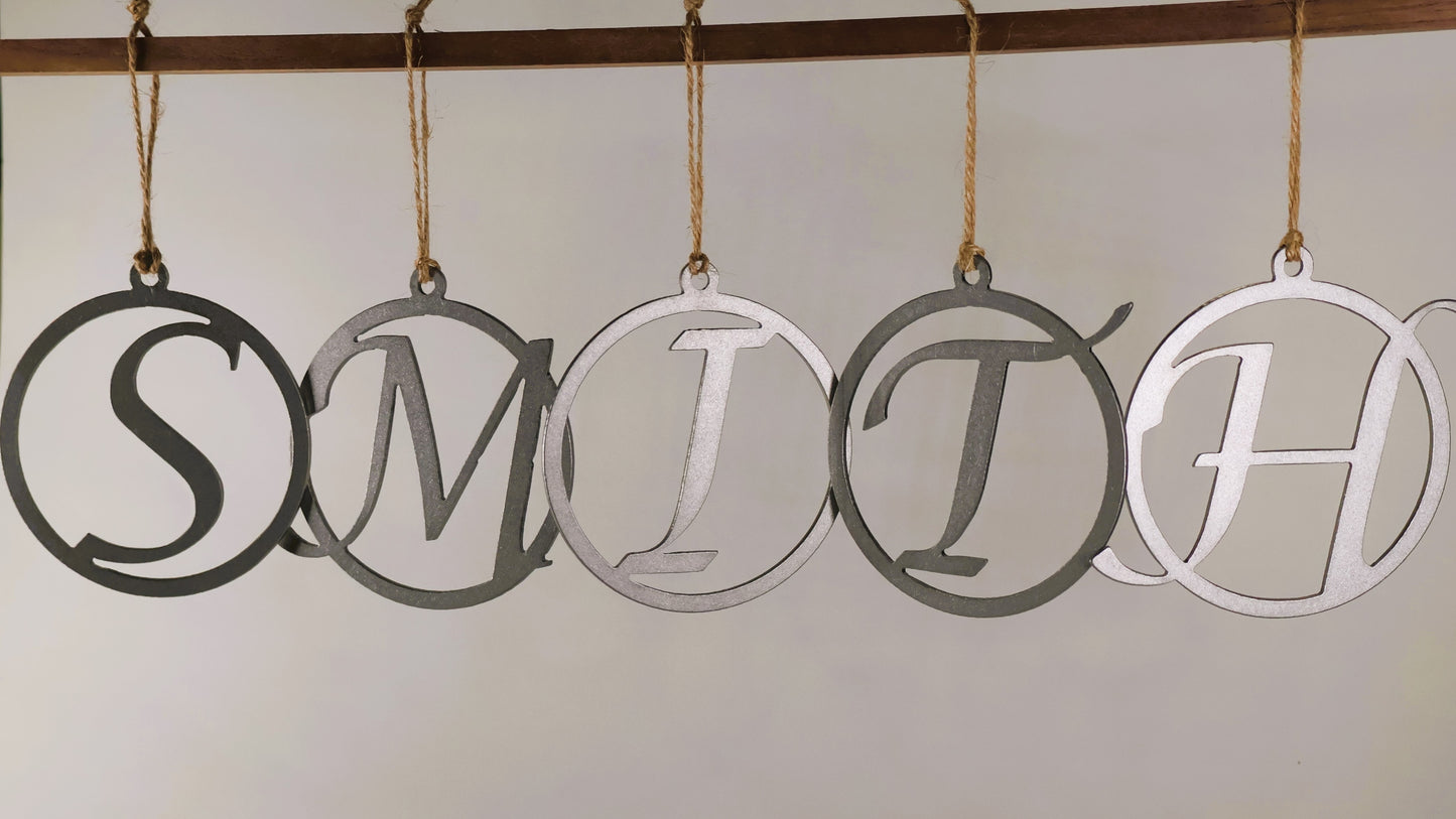 A-Z Monogram Steel Christmas Tree Ornament/Present Topper