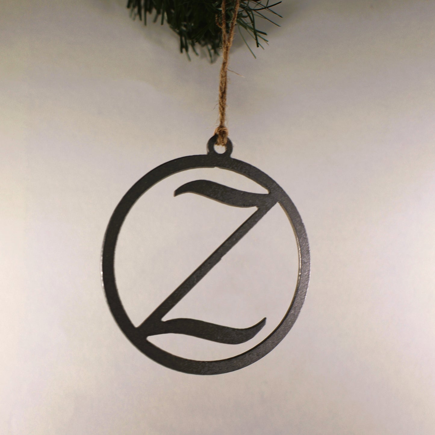 A-Z Monogram Steel Christmas Tree Ornament/Present Topper